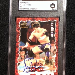 AJ Styles Signed 2004 Pacific TNA Red Rookie Card WWE SGC Certified AU1009764