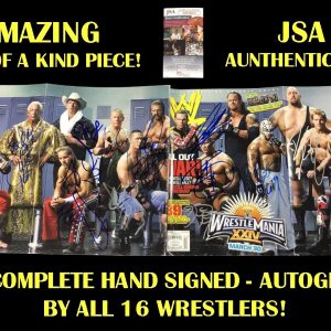 WWE WRESTLEMANIA XXIV MAGAZINE COVER BY ALL 16 ON COVER JSA COA ONE OF A KIND