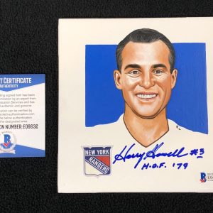 Harry Howell Signed New York Rangers Hand Painted Tile Beckett COA