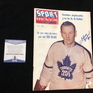 Johnny Bower Signed Toronto Maple Leafs 1960 Sport Revue Magazine Beckett COA