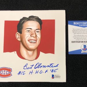 Bert Olmstead Signed Montreal Canadiens Hand Painted Tile Beckett Authenticated