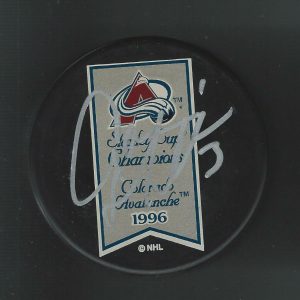 Aaron Miller Signed Colorado Avalanche 1996 Stanley Cup Champions Banner Puck