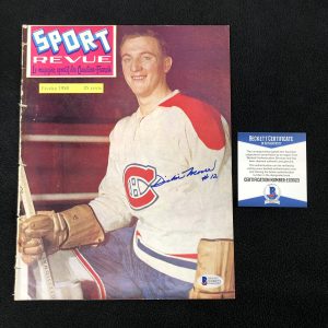 Dickie Moore Signed Montreal Canadiens 1958 Sport Revue Magazine Beckett COA