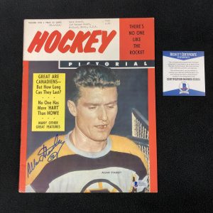 Allan Stanley Signed Boston Bruins 1958 Hockey Pictorial Magazine Beckett COA