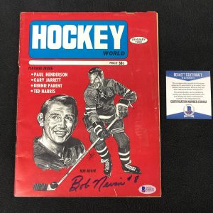 Bob Nevin Signed New York Rangers Hockey World 1969 Magazine Beckett COA