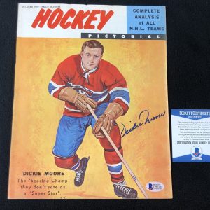 Dickie Moore Signed Montreal Canadiens Hockey Pictorial Magazine Beckett COA
