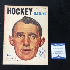 Bill Gadsby Signed New York Rangers Hockey Blueline Magazine Beckett COA