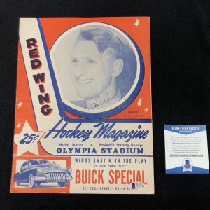 Leio Reise Signed Detroit Red Wings 1940's Olympia Game Program Beckett COA