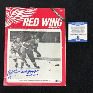Bill Gadsby & Bob Nevin Signed Detroit Red Wings 1966 Game Program Beckett COA