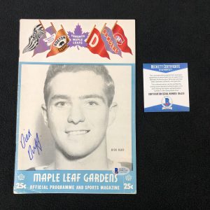 Dick Duff Signed Toronto Maple Leafs Gardens Game Program Beckett COA