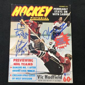 Keith Magnuson Tony Esposto Yvan Cournoyer Signed Magazine Beckett COA