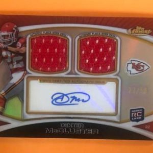 2010 TOPPS FINEST DEXTER MCCLUSTER CHIEFS AUTOGRAPHED DUAL RELIC 27/50