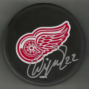 Yuri Butsyev Signed Detroit Red Wings Souvenir Puck Signed In Silver
