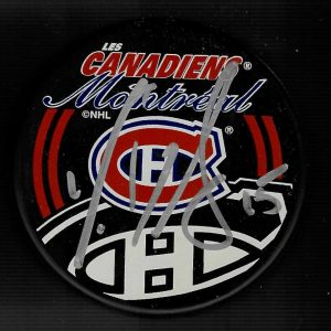 Yves Sarault Signed Montreal Canadiens Centennial Souvenir Puck