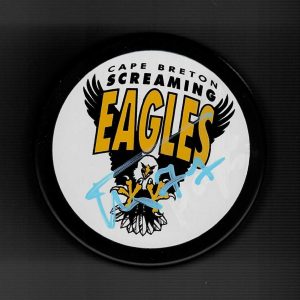 Roman Hrabarenka Signed Cape Breton Screaming Eagles Puck New Jersey Devils