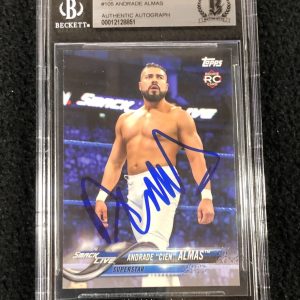 Andrade Signed 2018 Topps WWE Rookie Card #105 Beckett Certified