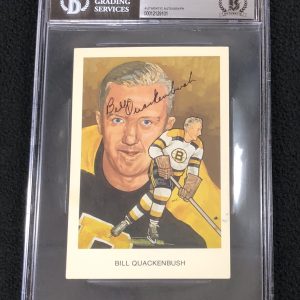 Bill Quackenbush Signed 1983 Hockey Hall Of Fame Postcard Beckett Certified
