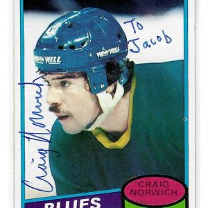 Craig Norwich Signed 1980/81 Topps Card #53 Personalized To Jacob