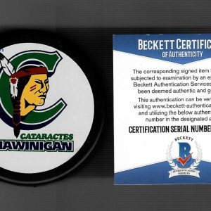 Al "Junior" Langlois Signed Shawinigan Cataractes Puck Beckett COA Red Wings