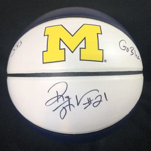 Ray Jackson Signed & Inscribed Michigan Wolverines Yellow Block M Basketball