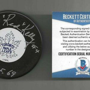 "Red" Kelly Signed Toronto Maple Leafs Puck Beckett COA