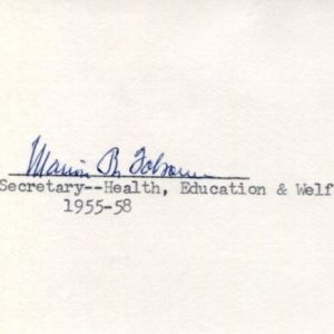 Marion B. Folsom US Secretary of Health Education and Welfare Signed Autograph