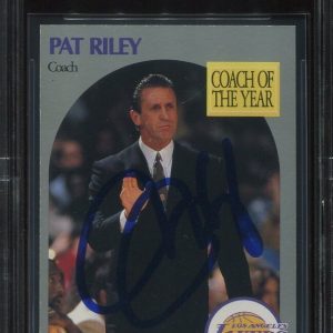 LAKERS PAT RILEY signed autographed 1990 HOOPS CARD BECKETT 10 (BAS) RARE HOF