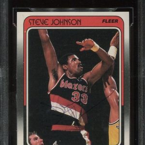 TRAILBLAZERS STEVE JOHNSON signed autographed 1988 FLEER CARD BECKETT (BAS) RARE