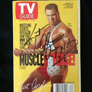 KURT ANGLE SIGNED WWE MUSCLE TEASE TV GUIDE