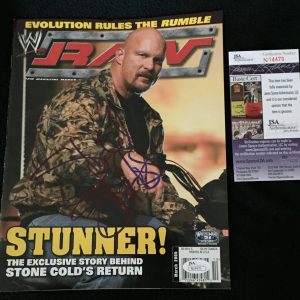 STONE COLD STEVE AUSTIN SIGNED WWE RAW MAGAZINE JSA AUTHENTICATED