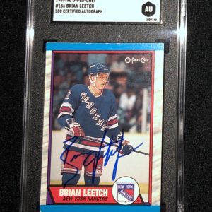 Brian Leetch Signed 1989/90 O-Pee-Chee Rookie Card #136 SGC Certified 1009740