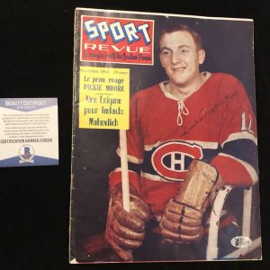 Dickie Moore Signed Montreal Canadiens 1960 Sport Revue Magazine Beckett COA