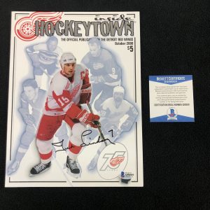 Ted Lindsay Signed Detroit Red Wings Inside Hockeytown Game Program Beckett COA