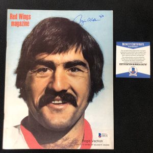 Rogie Vachon Signed Detroit Red Wings Magazine Game Program Beckett COA