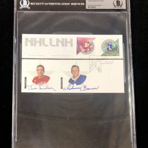 Ted Lindsay & Johnny Bower Signed Canada Post 1st Day Stamps Beckett Certified