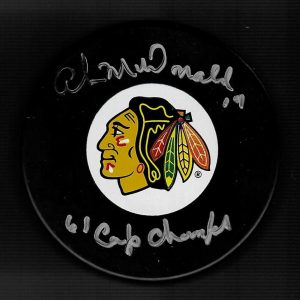 Ab McDonald Signed & Inscribed 1961 Stanley Cup Champs Chicago Blackhawks Puck