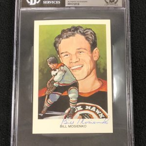 Bill Mosienko Signed 1983 Hockey Hall Of Fame Postcard Beckett Certified