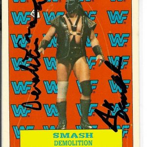 Demolition Ax And Smash Signed 1987 Titan Sports Sticker & Puzzle Card #19