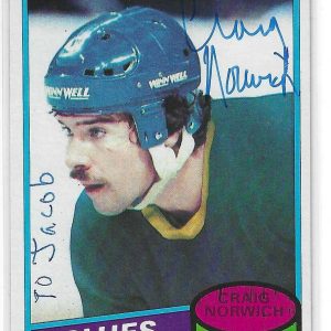 Craig Norwich Signed 1980/81 Topps Card #53 Personalized To Jacob
