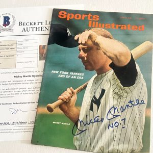 MICKEY MANTLE Signed 6/21/65 SPORTS ILLUSTRATED Beckett (BAS) LOA w/ Inscrip
