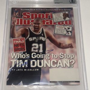 TIM DUNCAN (Spurs) Signed 6/9/03 SPORTS ILLUSTRATED Beckett Encapsulated BAS