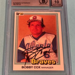 BOBBY COX Signed 1981 DONRUSS Card #426 MG Beckett BAS AUTO 10