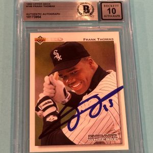 FRANK THOMAS Signed 1992 UPPER DECK Card #166 Beckett BAS AUTO 10