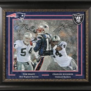 Tom Brady & Charles Woodson Signed 16x20 Framed Photo Fanatics #AA0109972