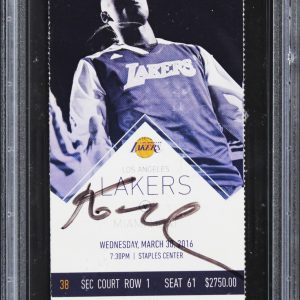 Lakers Kobe Bryant Signed 2016 Final Season Full Ticket Stub PSA Slabbed