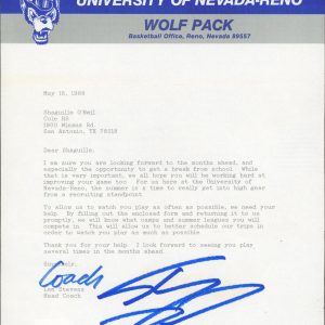 Shaquille O'Neal Signed 1988 Uni. Nevada-Reno Recruitment Envelope & Letter BAS