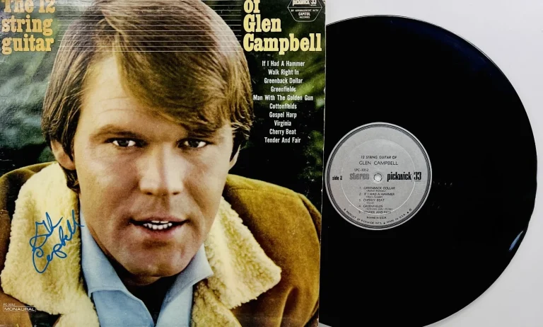 GLEN CAMPBELL Signed Autograph LP Cover 