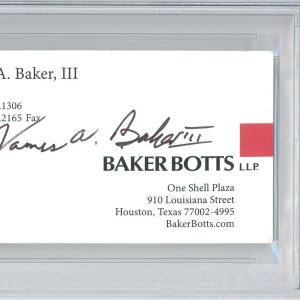 JAMES A BAKER SIGNED BUSINESS CARD PSA DNA COA AUTOGRAPH Ronald Reagan Chief