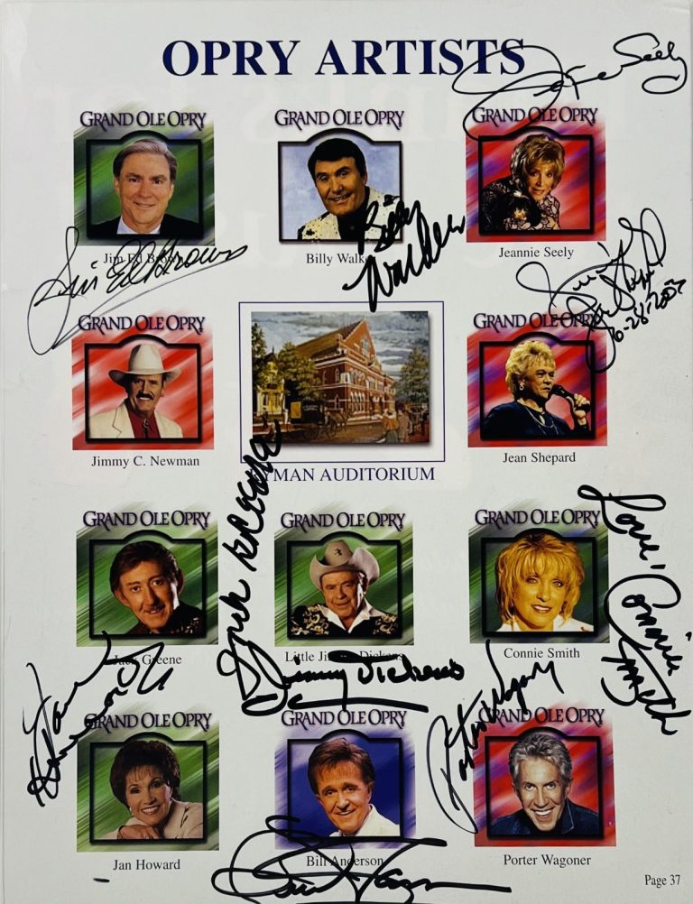 OPRY ARTISTS J. Dickens J. Seely P. Wagoner +7 Signed Autograph Magazine Pg ACOA