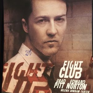 EDWARD NORTON SIGNED AUTOGRAPH RARE FIGHT CLUB ORIGINAL 27x40 FULL MOVIE POSTER